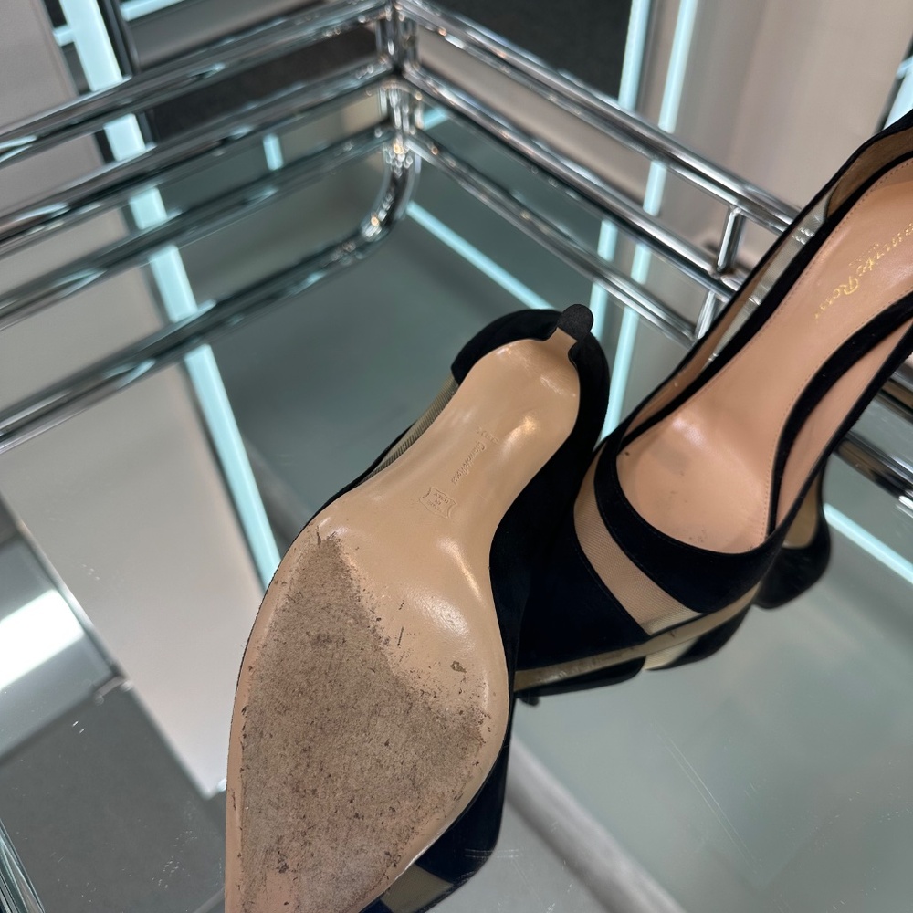 Gianvito Rossi suede and mesh pointed toe heel - Picture 3 of 9